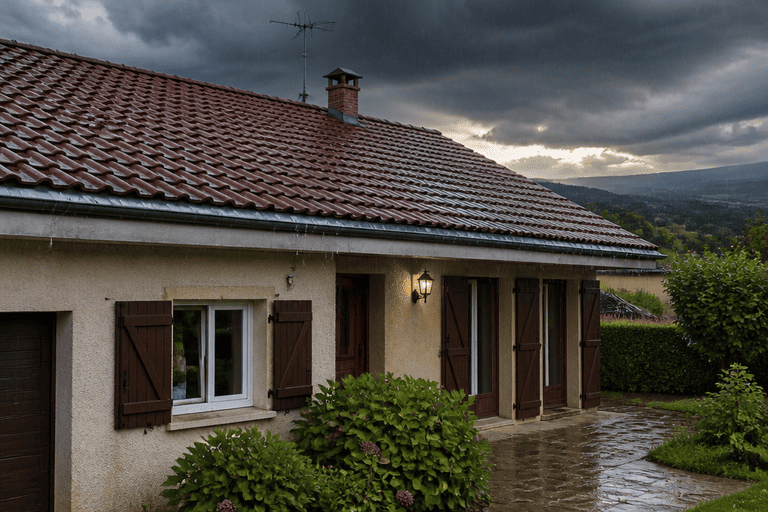 orages après canicule dans l'est Lyonnais dégâts sur les toitures
